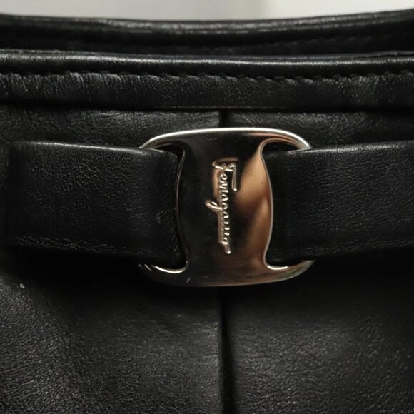 Salvatore Ferragamo Hand Bag Leather 2way Black Silver Auth - Picture 11 of 15